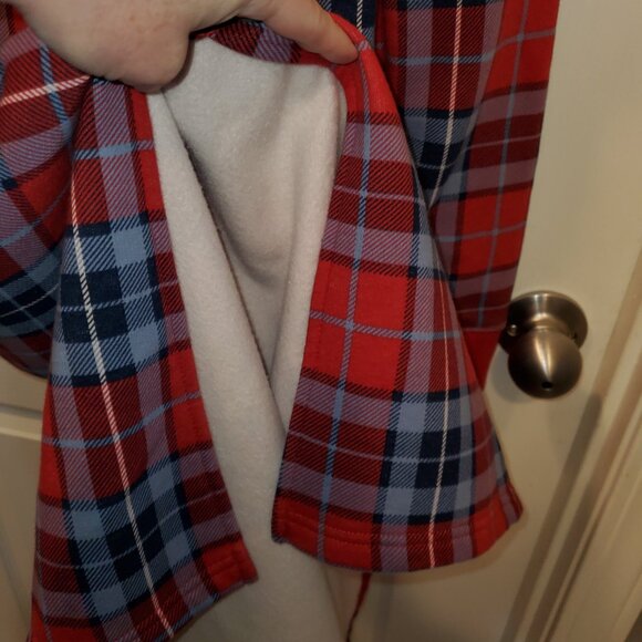 Lands' End Serious Sweats Plaid Hoodie Robe Sweatshirt XL/18 - Picture 7 of 9